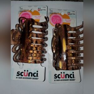 2 Scunci Amber Hair Claw Clips